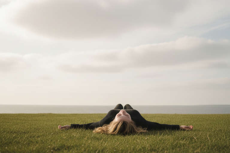 Woman laying on grass Healing from Trauma